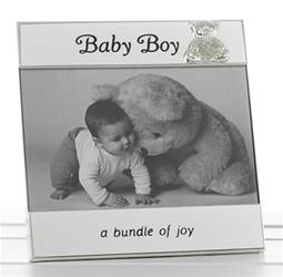 Silver Plate Message Photo Frame - Baby Boy